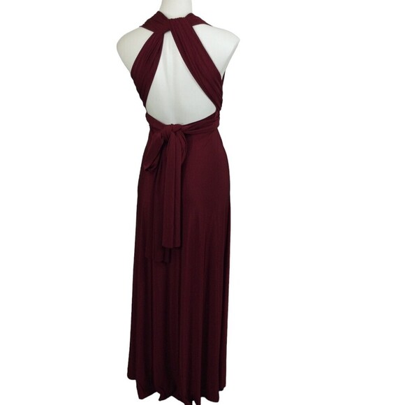 LULU’S Coveted Curated collected Always Stunning Convertible Burgundy Maxi Dress - Picture 4 of 9